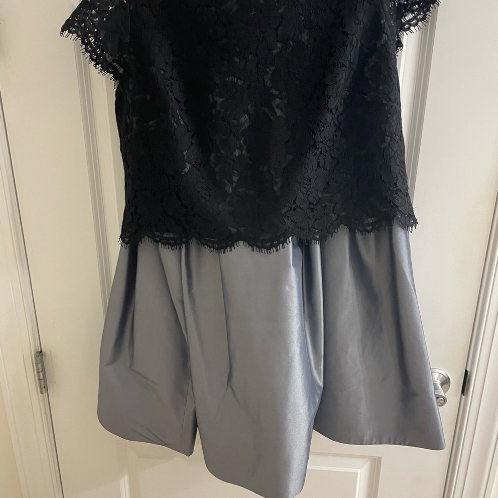 White House Black Market Black Lace and Gray Dress